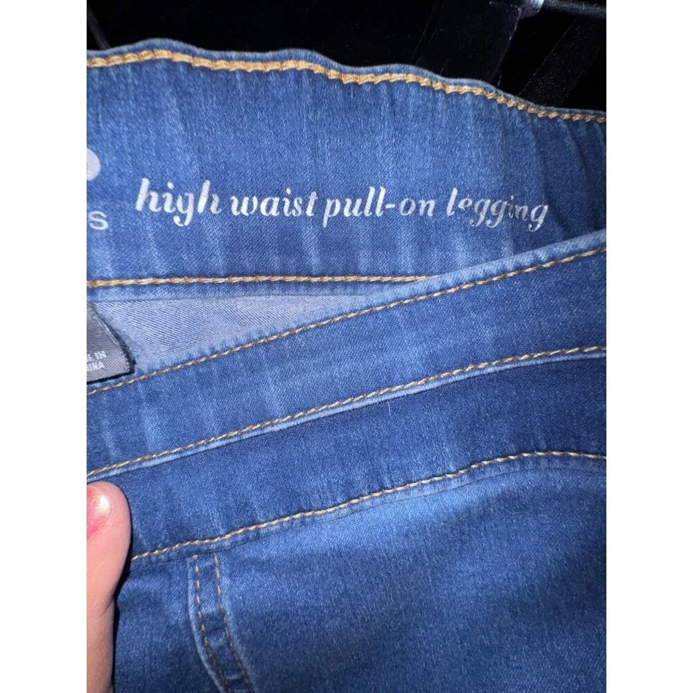 Ny & Co High Waist Pull-On Denim Jeggings By Soho Jeans Large Blend Blue Stretch